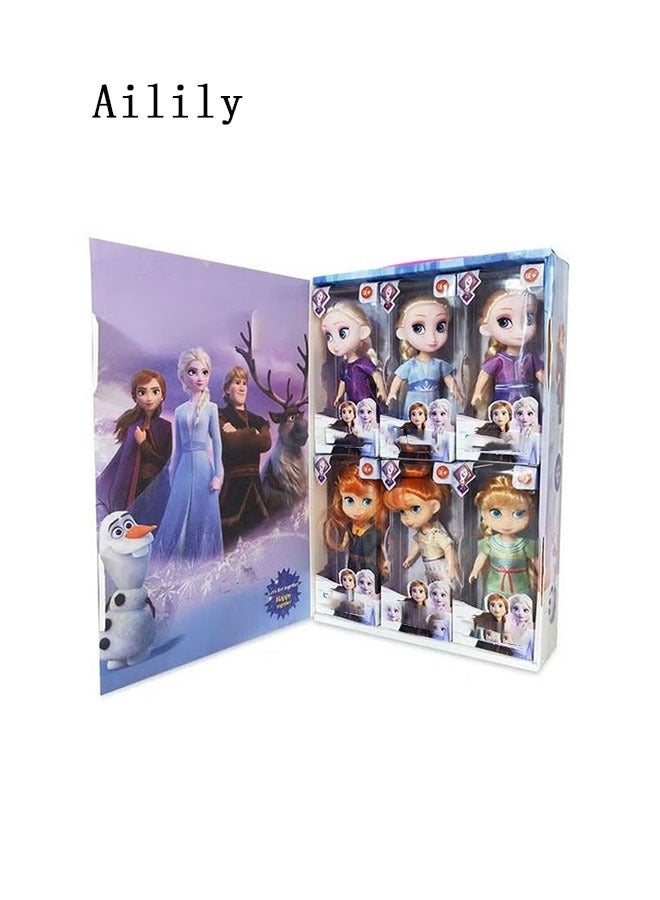 Ailily 6 Pcs Frozen Dolls set, Princess Plush Dolls Toys,Princess Dolls for Girls- 14CM - Image 1