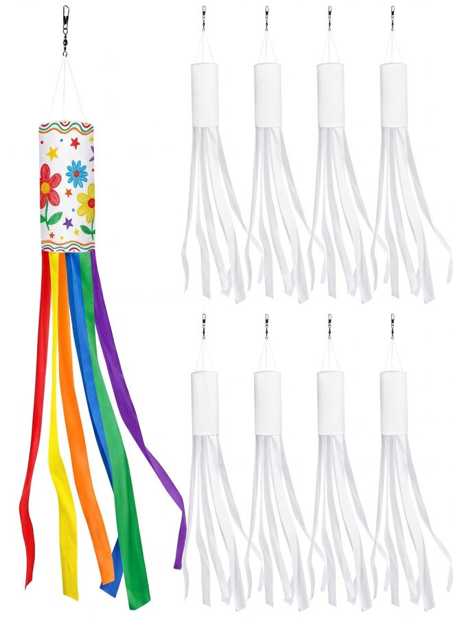 ماكاري مجموعة أدوات تلوين جوارب الرياح الخاصة بك لعيد الفصح والربيع، جوارب رياح بيضاء متينة للتعليق في الهواء الطلق، زينة صيفية للمخيمات والحدائق (4 قطع) - Image 1