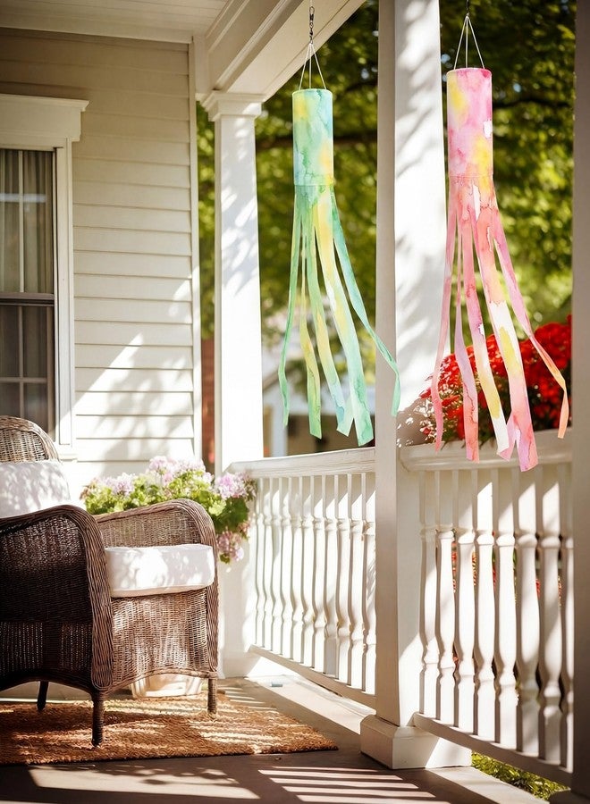 ماكاري مجموعة أدوات تلوين جوارب الرياح الخاصة بك لعيد الفصح والربيع، جوارب رياح بيضاء متينة للتعليق في الهواء الطلق، زينة صيفية للمخيمات والحدائق (4 قطع) - Image 4