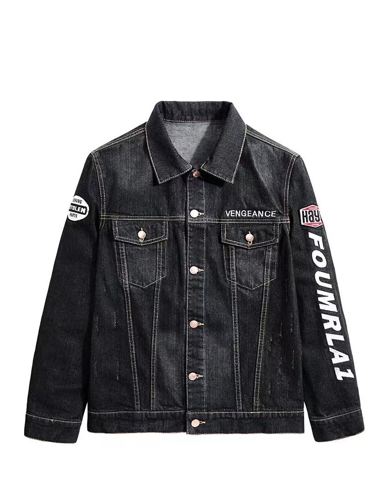 Loquat Spring And Autumn Men's Jacket Embroidered Denim Jacket  - Image 3