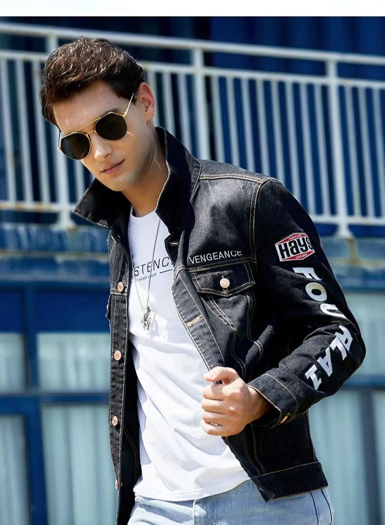 Loquat Spring And Autumn Men's Jacket Embroidered Denim Jacket  - Image 2