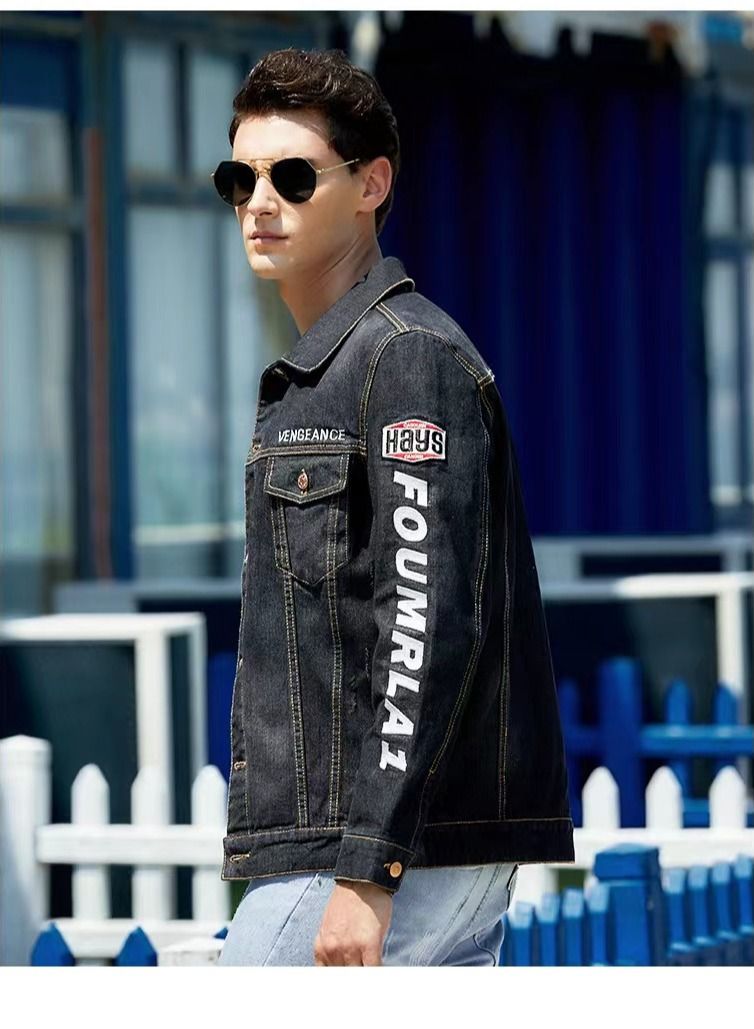 Loquat Spring And Autumn Men's Jacket Embroidered Denim Jacket  - Image 1