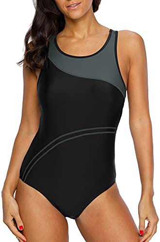 CharmLeaks Women's Super Pro Swimweaer Sporty Training Racing Bathing Suit Color Block Gray new X Large - Image 1
