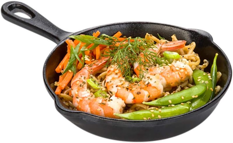 Restaurantware Voga 12 Ounce Cast Iron Serving Dishes 6 Serving Skillets With Handle  ShatterResistant With Hanging Hole Black Faux Cast Iron Melamine Serving Dishes For Entrees Or Desserts - Image 1