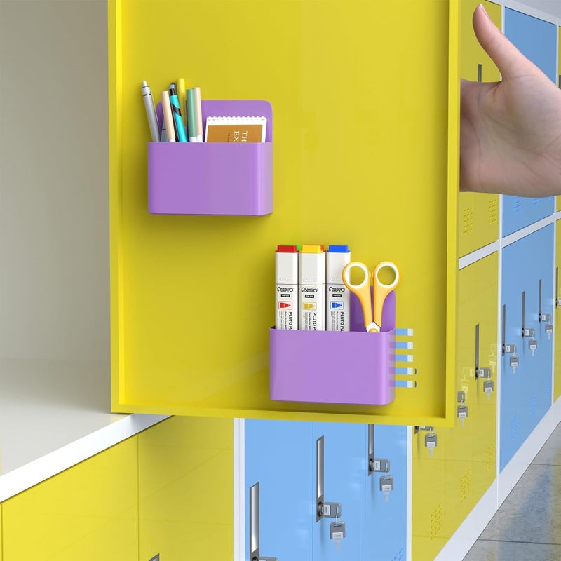 Marbrasse Mabrasse 2p Magnetic Dry Erase Marker Holder,Pen and Eraser Holder for Whiteboard, Magnet Pencil Cup Utility Storage Organizer for Office, Refrigerator, Locker and Metal Cabinets（Purple) - Image 5