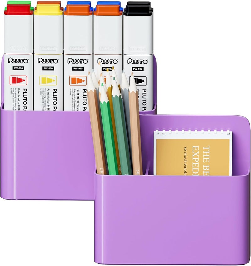 Marbrasse Mabrasse 2p Magnetic Dry Erase Marker Holder,Pen and Eraser Holder for Whiteboard, Magnet Pencil Cup Utility Storage Organizer for Office, Refrigerator, Locker and Metal Cabinets（Purple) - Image 1
