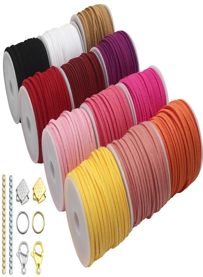 PAMIR TONG Faux Suede Cord String for Jewelry Making 2.6mm 12 Spools 110 Yards Colored Assorted Flat Leather Cord DIY Crafts String for Necklace-Dream Catcher Supplies-Hat- Walking Stick (PT396) - Image 1