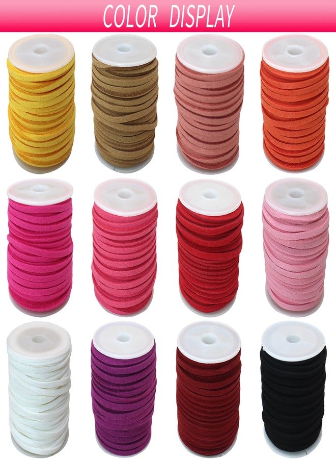 PAMIR TONG Faux Suede Cord String for Jewelry Making 2.6mm 12 Spools 110 Yards Colored Assorted Flat Leather Cord DIY Crafts String for Necklace-Dream Catcher Supplies-Hat- Walking Stick (PT396) - Image 3
