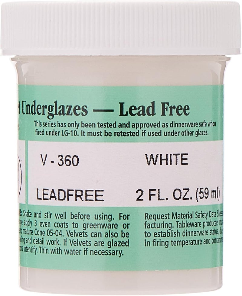 Amaco Velvet Underglaze V-360 White - 2 oz Lead-Free Ceramic Glaze - Image 3