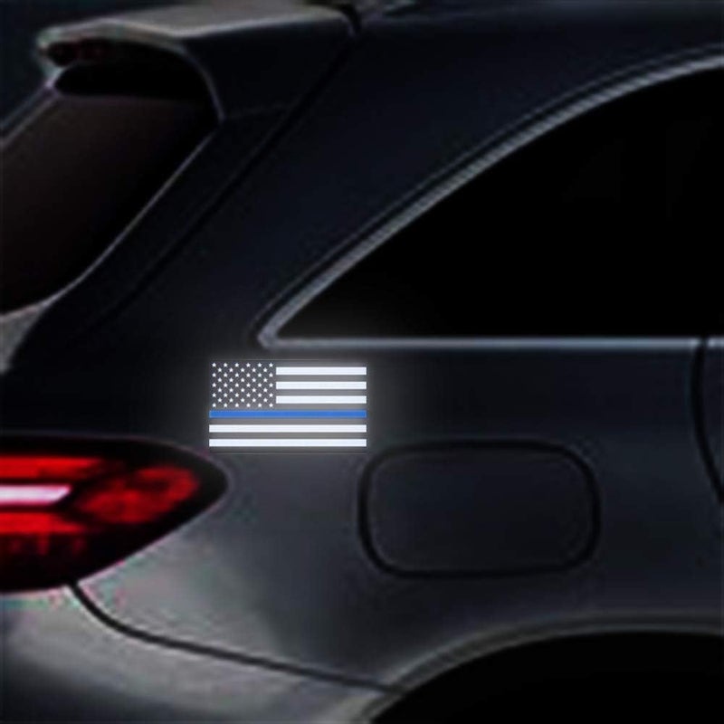 SBB Besby 3pcs Reflective US Flag Stickers, Thin Blue Line American Flag Decal Car Laptop Bumper Sticker - Image 5