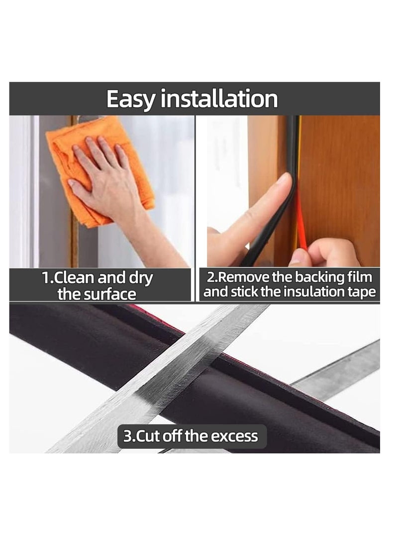 RATSAW - 6m Self Adhesive Door Seal Strip Insulation Weather Strip for Window and Door Soundproofing D Shape Weather stripping for Door Frame Gap Blocker - Image 1