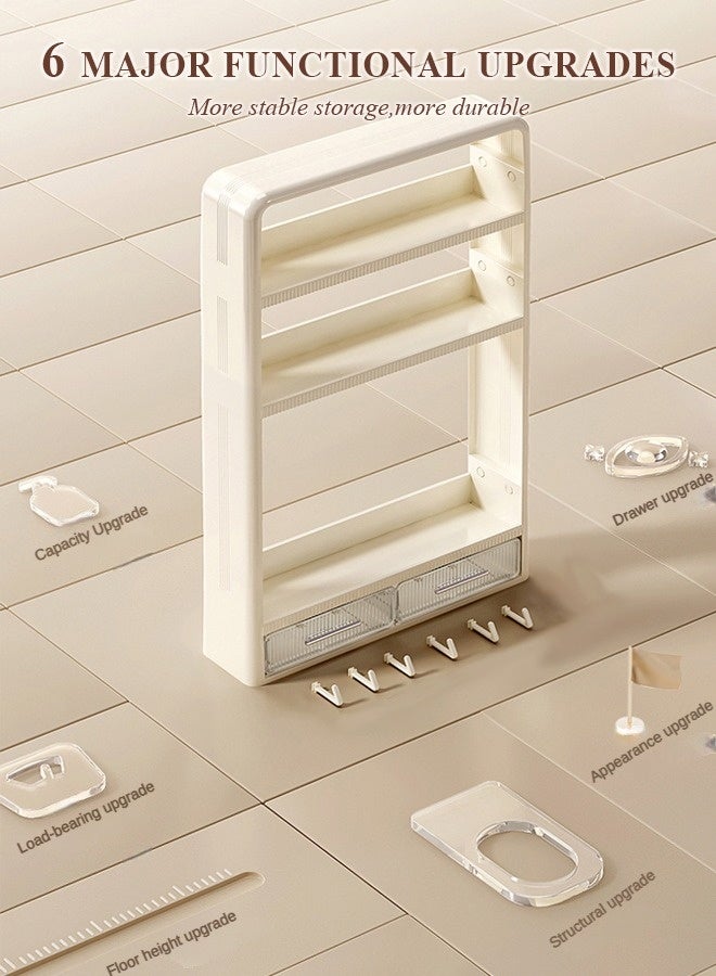 cocohome Bathroom storage rack, large-capacity, no drilling holes, wall-mounted dust-proof and moisture-proof rack for cosmetics, multi-layer storage of cosmetics, skin care products and toilet paper  - Image 4