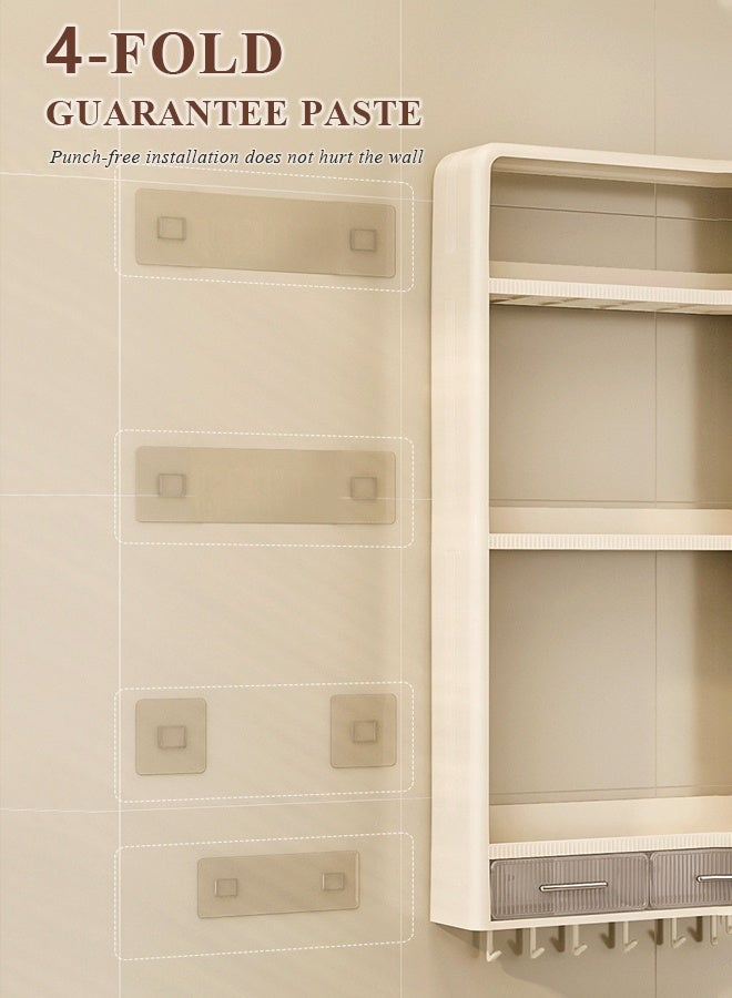 cocohome Bathroom storage rack, large-capacity, no drilling holes, wall-mounted dust-proof and moisture-proof rack for cosmetics, multi-layer storage of cosmetics, skin care products and toilet paper  - Image 5