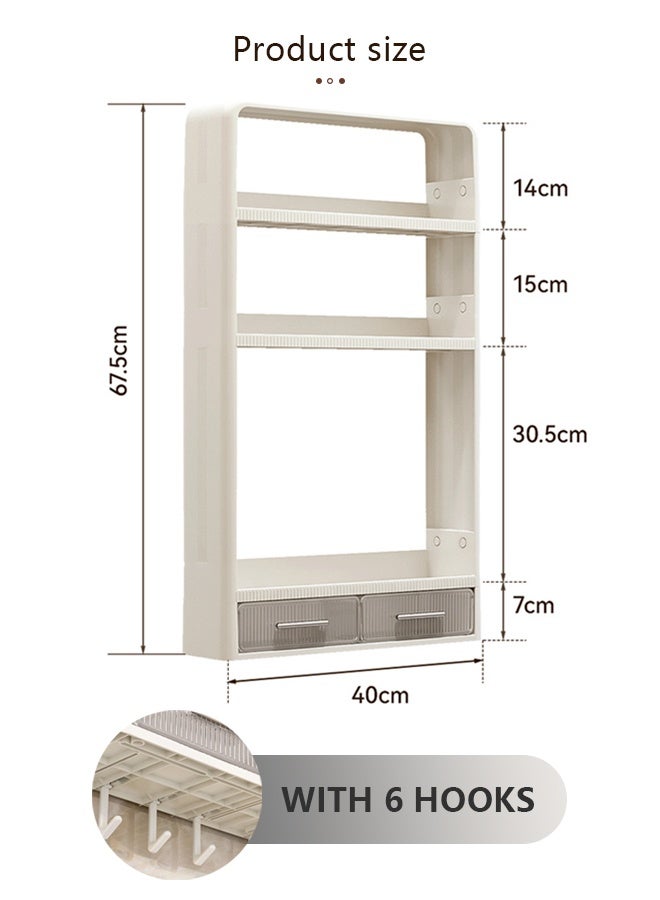 cocohome Bathroom storage rack, large-capacity, no drilling holes, wall-mounted dust-proof and moisture-proof rack for cosmetics, multi-layer storage of cosmetics, skin care products and toilet paper  - Image 2