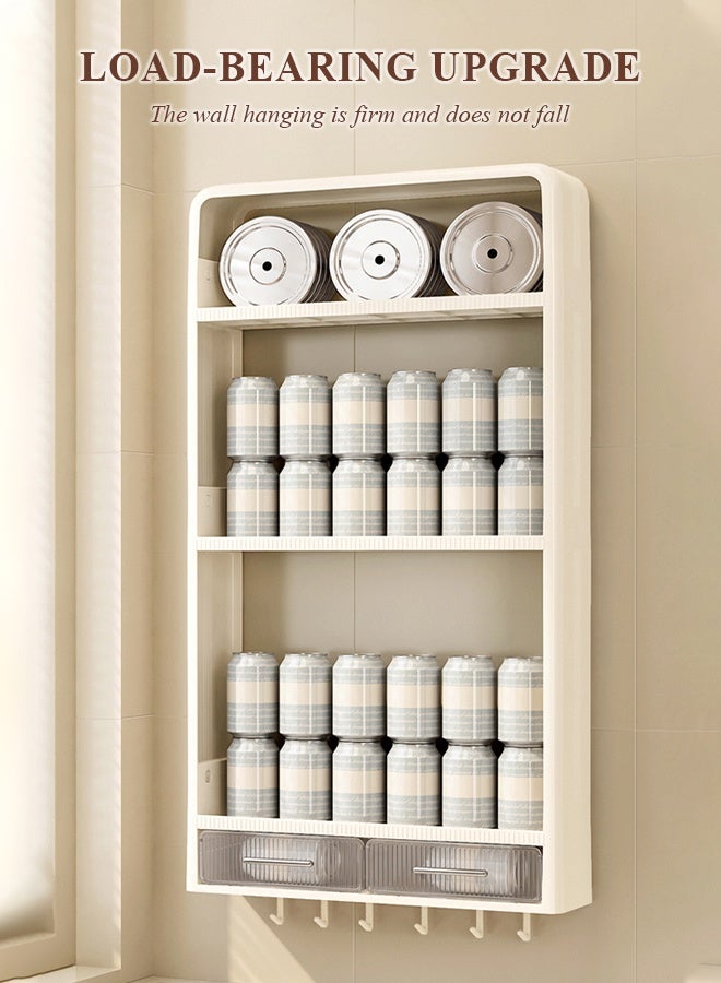 cocohome Bathroom storage rack, large-capacity, no drilling holes, wall-mounted dust-proof and moisture-proof rack for cosmetics, multi-layer storage of cosmetics, skin care products and toilet paper  - Image 3
