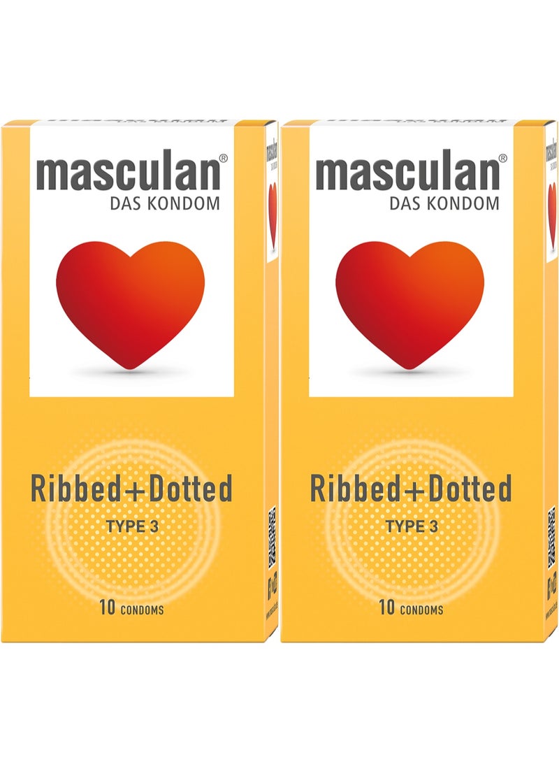 masculan Pack Of 2 masculan Condoms Ribbed + Dotted Type 3 - Image 1
