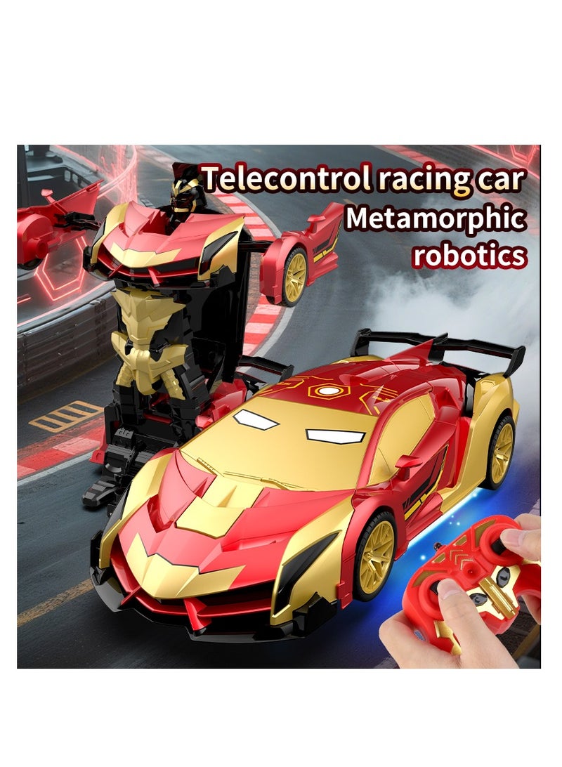 يوكا سيارة تحكم عن بُعد للأطفال، لعبة روبوت وسيارة 2 في 1 للهوايات وأعياد الميلاد، بمقياس 1:18 مع زر واحد للتحول، لعبة تحويل سيارة للأطفال من عمر 5 إلى 12 سنة، سباقات للأولاد والبنات (نمط آيرون مان) - Image 2