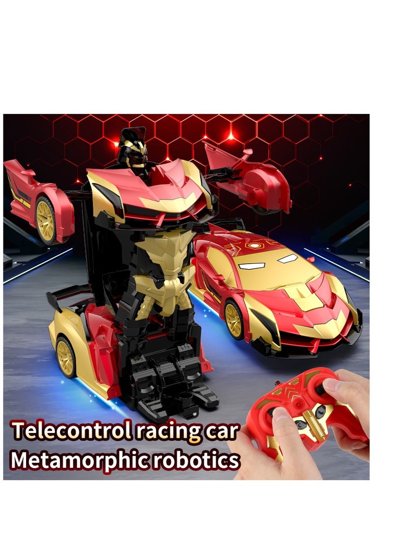 يوكا سيارة تحكم عن بُعد للأطفال، لعبة روبوت وسيارة 2 في 1 للهوايات وأعياد الميلاد، بمقياس 1:18 مع زر واحد للتحول، لعبة تحويل سيارة للأطفال من عمر 5 إلى 12 سنة، سباقات للأولاد والبنات (نمط آيرون مان) - Image 4