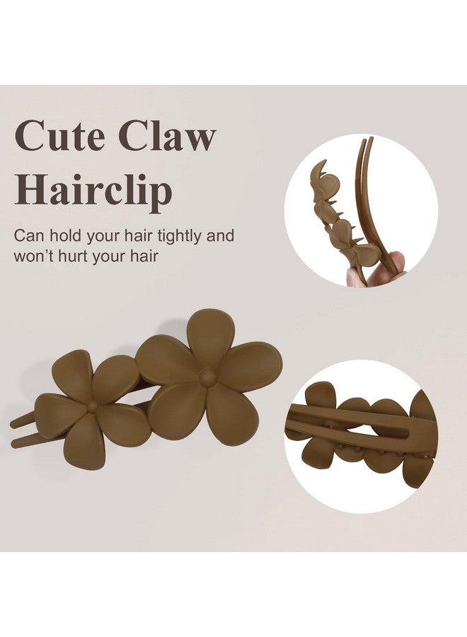 ووفوووفو 8 قطع من مشابك الشعر الزهرية للنساء، مشابك المخلب للشعر، مشبك المخلب للشعر الرقيق والسميك، مشابك التمساح الزهرية للنساء، مشابك شعر منقار البط غير القابلة للانزلاق لتصفيف الشعر المجعد، إكسسوارات الشعر - Image 2