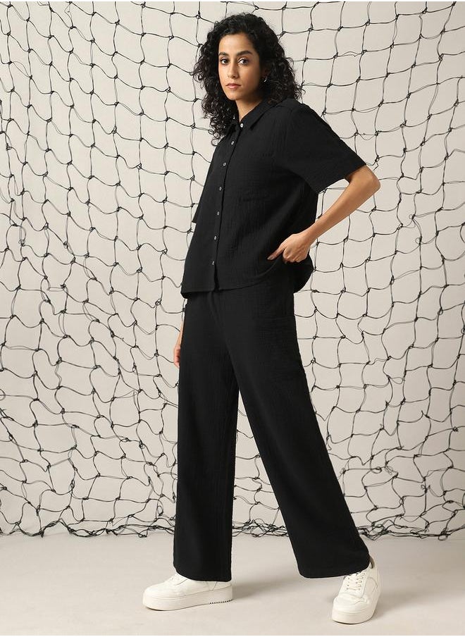 Hubberholme Self Design Double Cloth Pure Cotton Shirt With Trouser  - Image 5