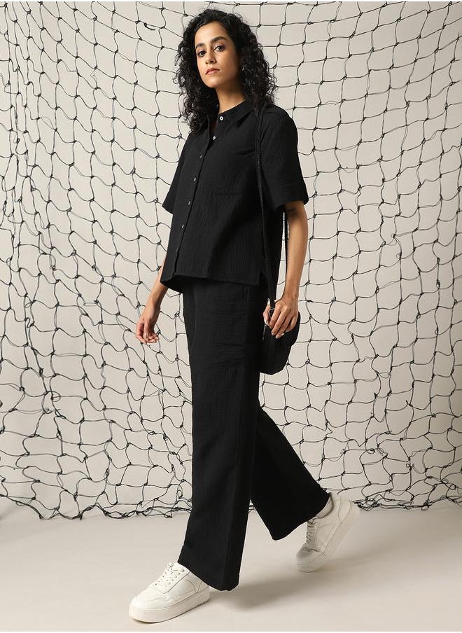 Hubberholme Self Design Double Cloth Pure Cotton Shirt With Trouser  - Image 2