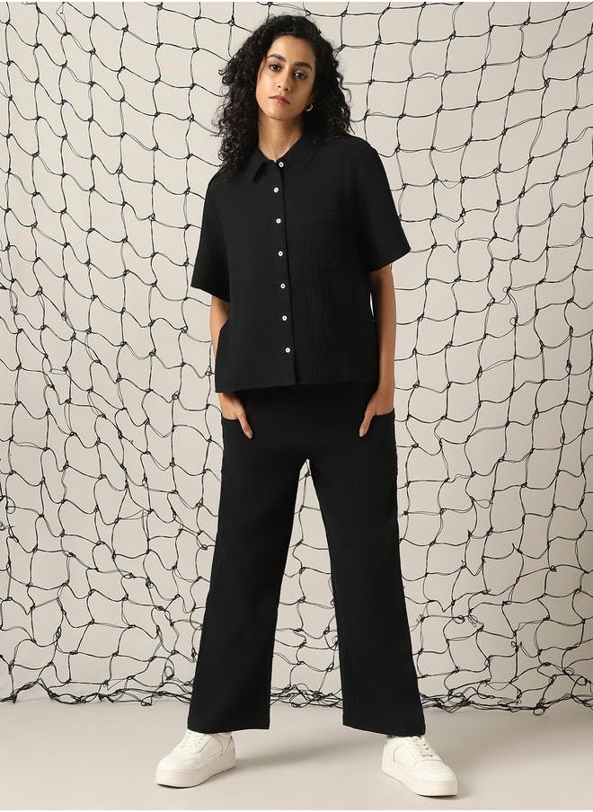 Hubberholme Self Design Double Cloth Pure Cotton Shirt With Trouser  - Image 1