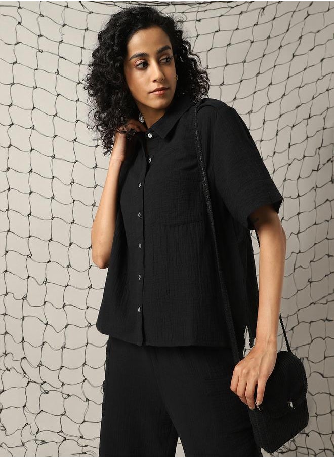 Hubberholme Self Design Double Cloth Pure Cotton Shirt With Trouser  - Image 3