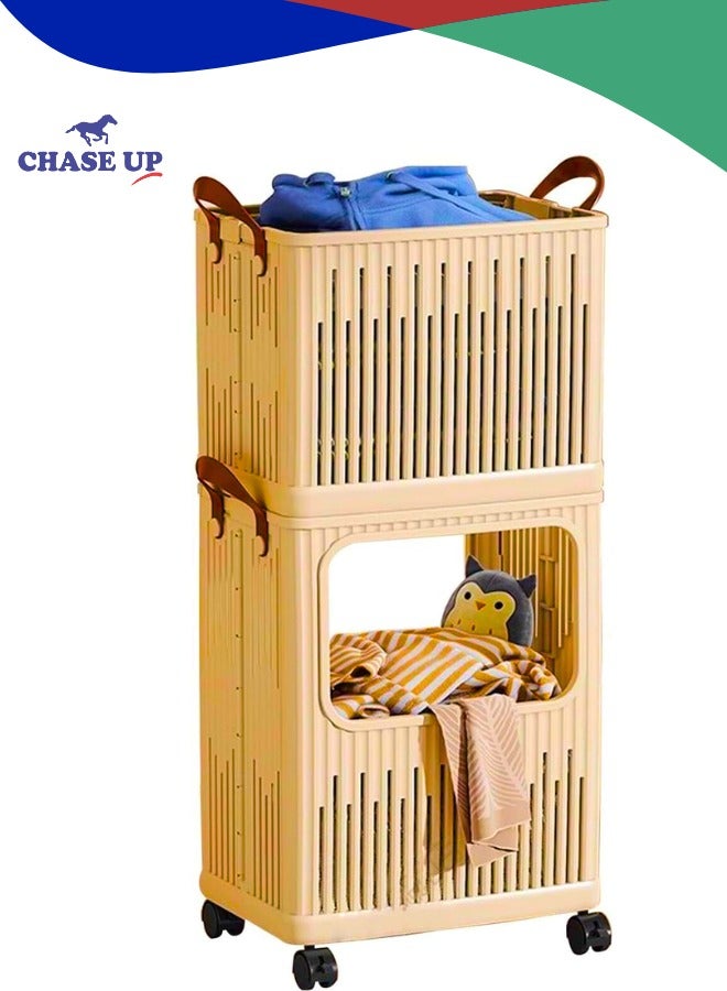 Chase Up Collapsible Laundry Baskets, Laundry Basket with Wheels, Stackable Laundry Basket,Classified Storage, Well-Organized - Image 1