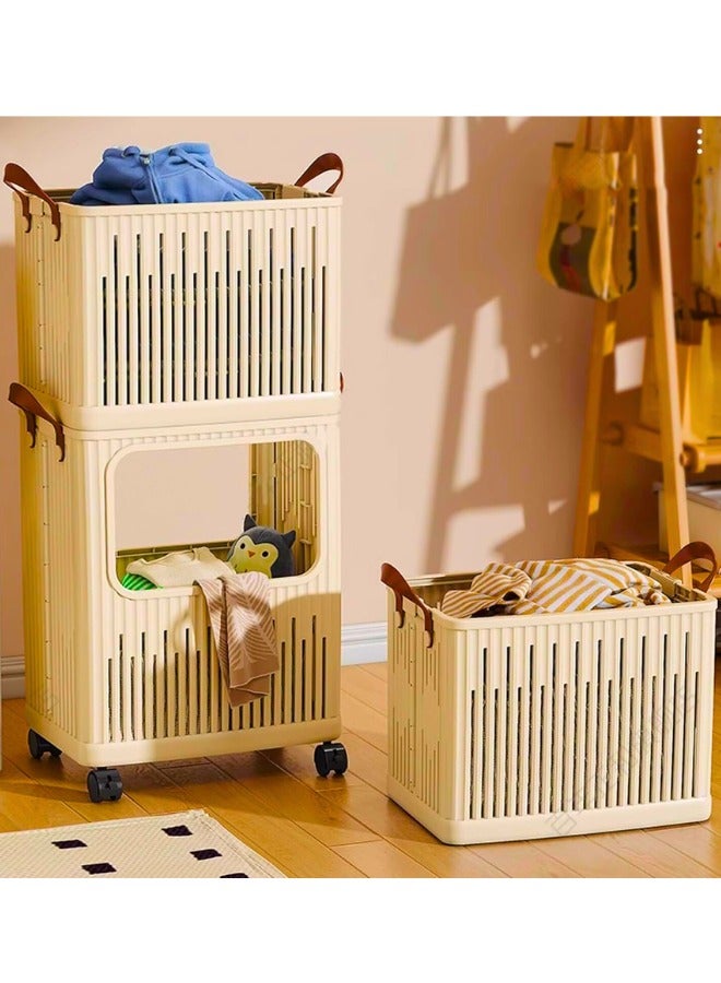 Chase Up Collapsible Laundry Baskets, Laundry Basket with Wheels, Stackable Laundry Basket,Classified Storage, Well-Organized - Image 3