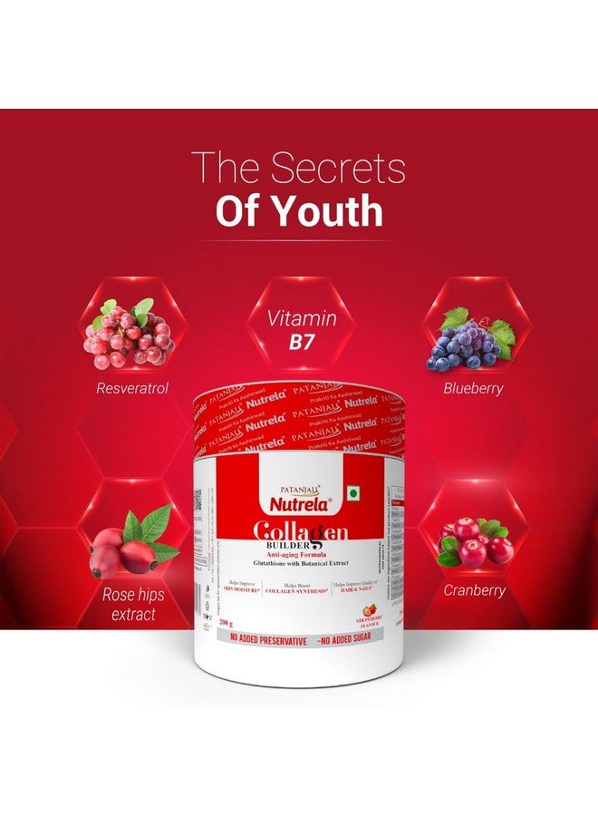 NUTRELA Collagen Builder For Men & Women|Patanjali Collagen Supplement Powder For Healthy Skin,Hair & Nails - 200 G (Strawberry Flavour,1 Count,20 Servings) - Image 4