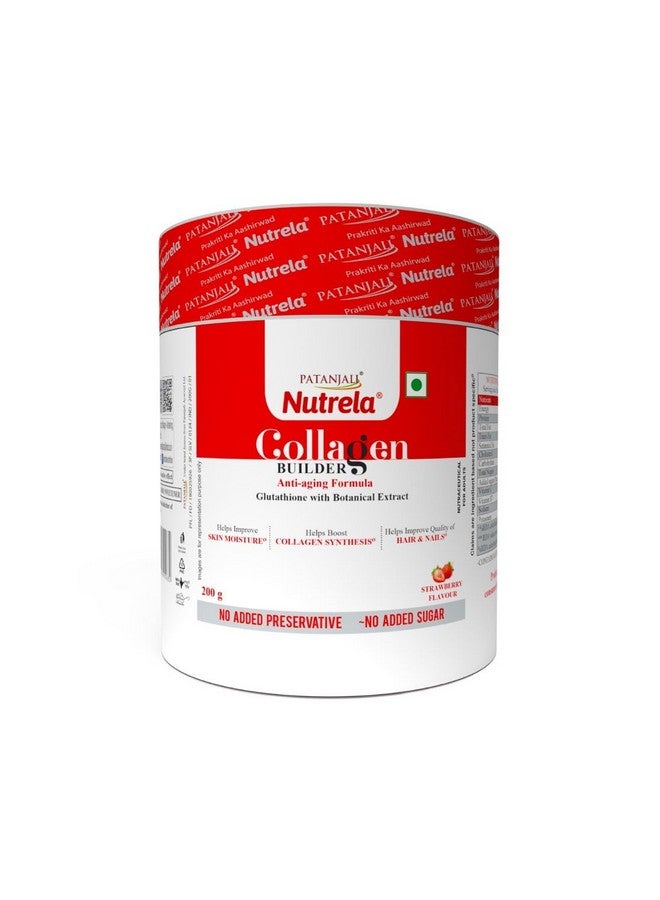 NUTRELA Collagen Builder For Men & Women|Patanjali Collagen Supplement Powder For Healthy Skin,Hair & Nails - 200 G (Strawberry Flavour,1 Count,20 Servings) - Image 1