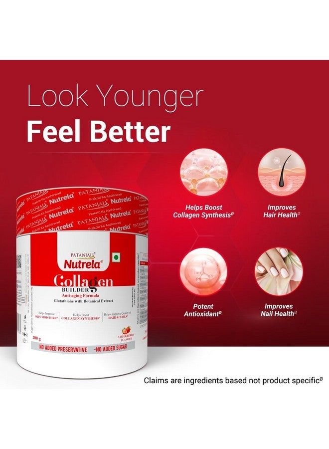 NUTRELA Collagen Builder For Men & Women|Patanjali Collagen Supplement Powder For Healthy Skin,Hair & Nails - 200 G (Strawberry Flavour,1 Count,20 Servings) - Image 3