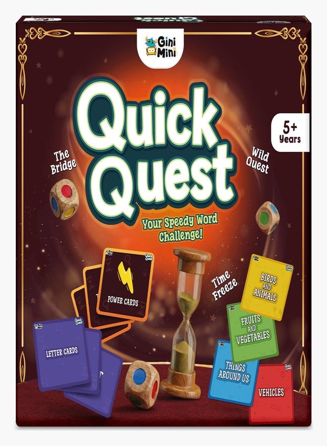 GiniMini Quick Quest Word Game for Kids 5+ Years | Fast-Paced Vocabulary & Thinking Game | Category & Letter Matching Educational Game | Screen-Free Family Party Game - Image 1