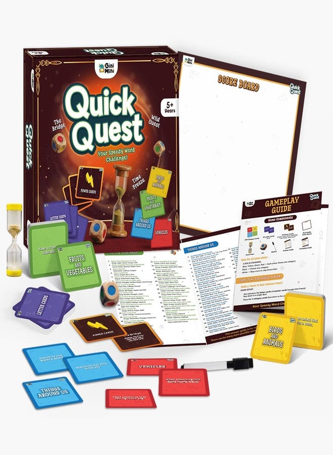 GiniMini Quick Quest Word Game for Kids 5+ Years | Fast-Paced Vocabulary & Thinking Game | Category & Letter Matching Educational Game | Screen-Free Family Party Game - Image 2