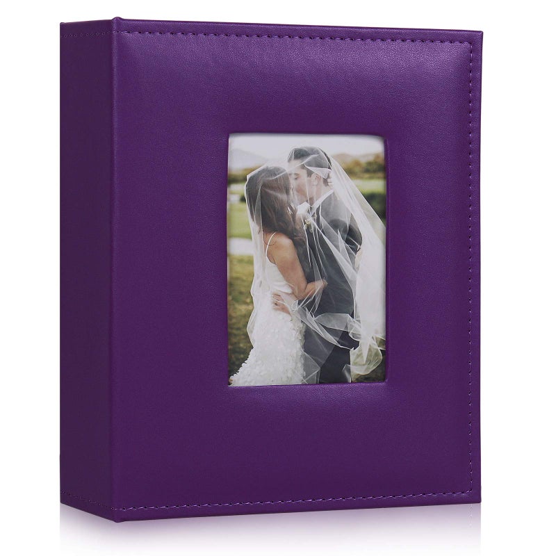 RECUTMS RECUTMS Photo Albums With 4x6 200 Photos Pocket Album Cover Slide In Photo Picture Small Photograph Album For Family Wedding Children Holiday Anniversary Album PU Leather photo albums(Purple) 