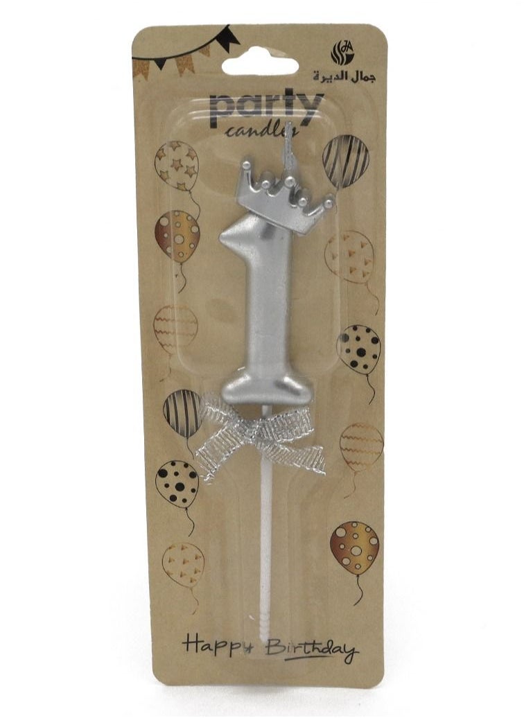 Party Birthday number candles set in the shape of a crown, from zero to 9, silver and gold  - Image 4
