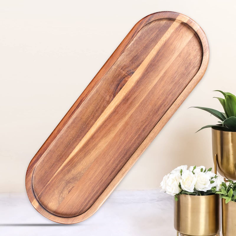 GinSent Wooden Vanity Bathroom Trays Farmhouse Wood Perfume Tray Home Rustic Decor Plate Kitchen Counter Top Storage Organizer Tray for Soap Bottle 