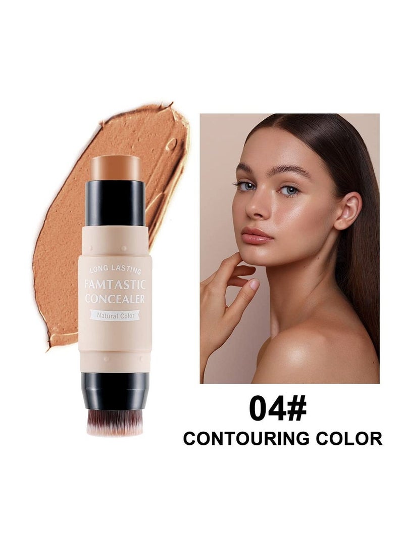 2 PCS Contour Highlighter Stick with Brush -Bronzer Pen, Face Brightens Shades Pencil, Highlighting Shade, Highlight Shaping Stick, Waterproof, Longwear Makeup(03 and 04) - Image 5