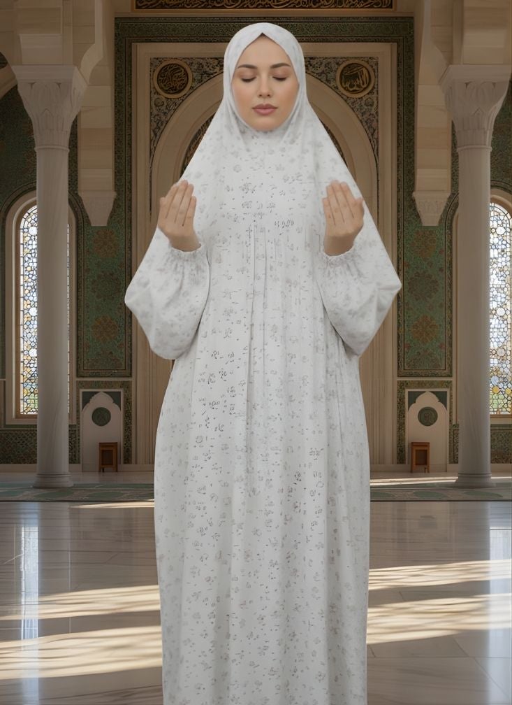 Premium Women Floral Prayer Dress Full Length Modest Salah Abaya with Attached Hijab - Image 3