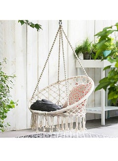 DubaiGallery Round Hammock Chair Outdoor Indoor Dormitory Bedroom Yard For Child Adult Swinging Hanging Single Safety Chair Hammock (Color : Beige)  - Image 1