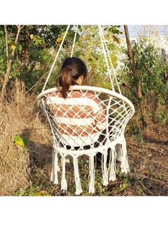 DubaiGallery Round Hammock Chair Outdoor Indoor Dormitory Bedroom Yard For Child Adult Swinging Hanging Single Safety Chair Hammock (Color : Beige)  - Image 3