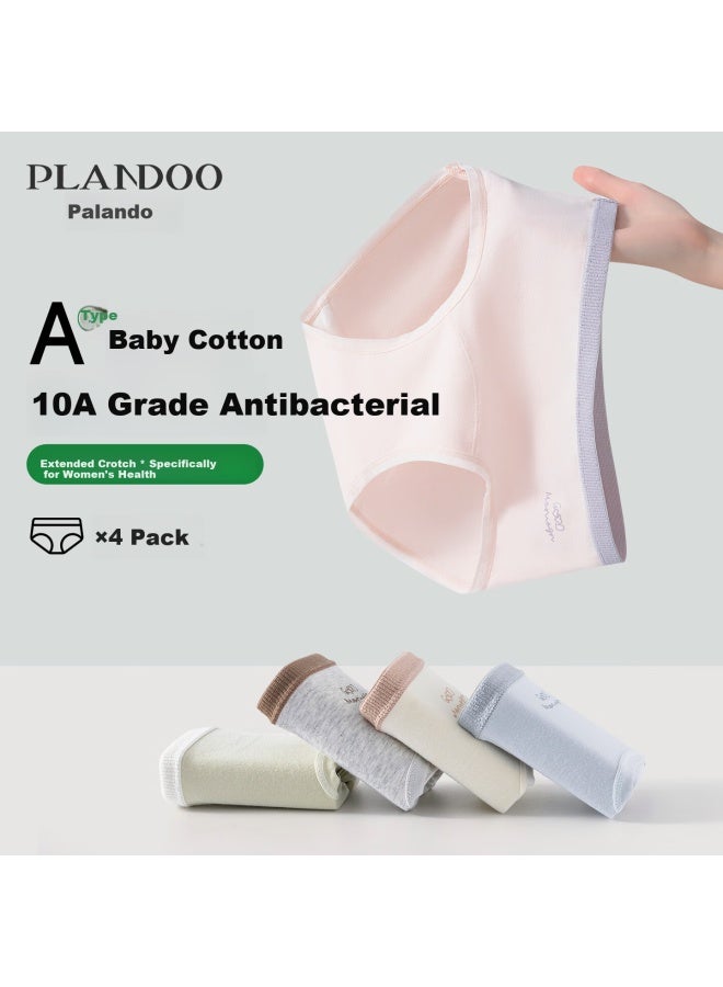 PLANDOO Palando Women's Cotton Antibacterial Breathable Seamless Fashion Color-block Waistband Underwear 4-pack M - Image 3