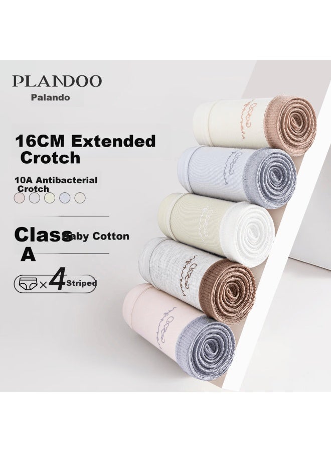 PLANDOO Palando Women's Cotton Antibacterial Breathable Seamless Fashion Color-block Waistband Underwear 4-pack M - Image 4