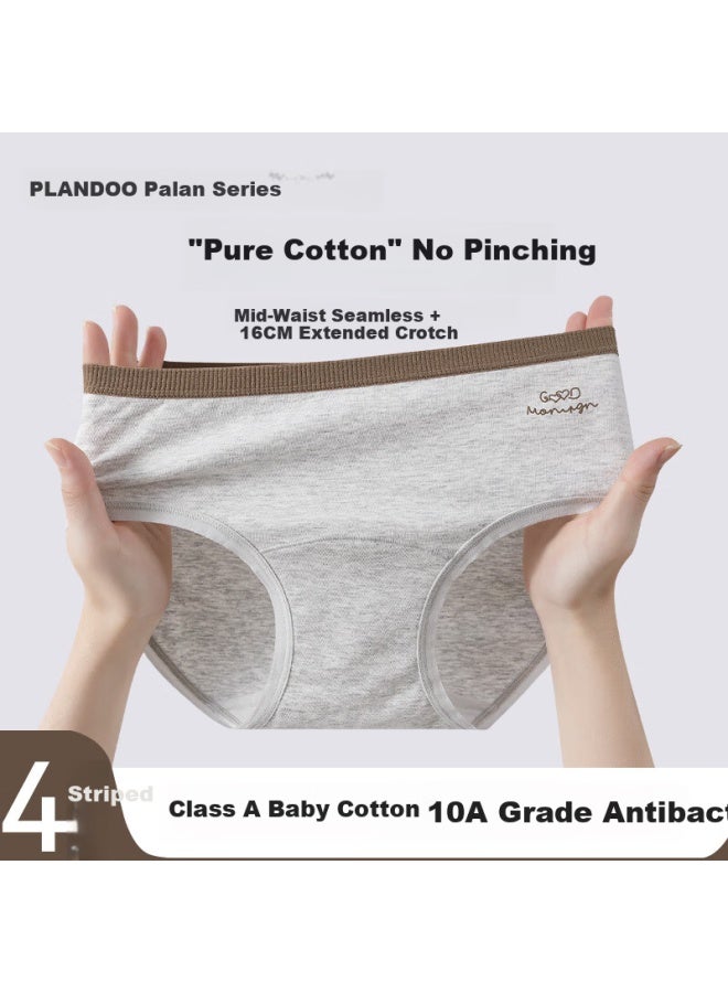 PLANDOO Palando Women's Cotton Antibacterial Breathable Seamless Fashion Color-block Waistband Underwear 4-pack M - Image 1