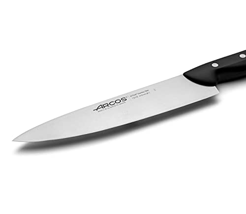 Arcos Chef Knife 8 Inch Stainless Steel. Multi-use Professional Cooking Knife for Cutting Meat and Vegetables. Ergonomic Polyoxymethylene Handle and 215mm Blade. Series Maitre. Color Black - Image 4