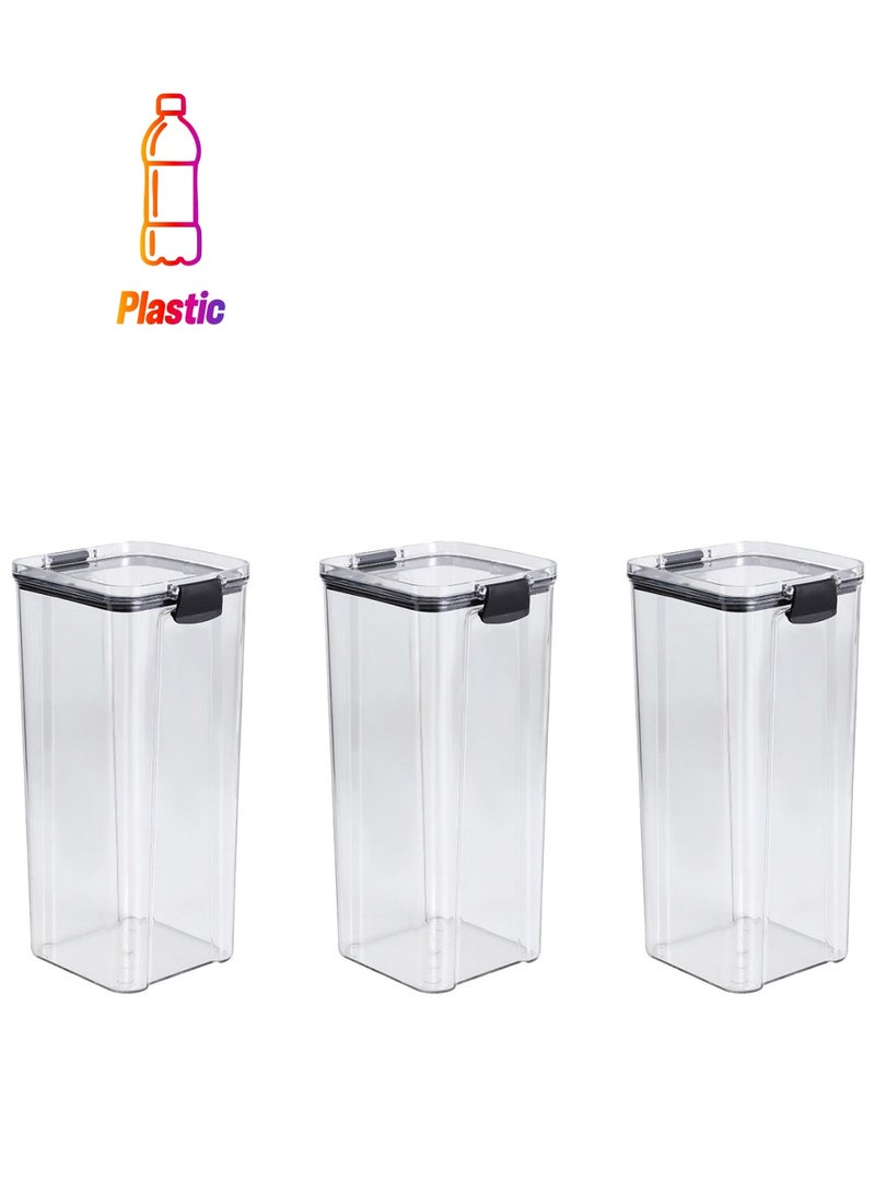 زيمنست طقم من 3 قطع 1800 مل محكم لتخزين الطعام مع غطاء ، علبة تخزين سميكة مزدوجة الغلق ، مانعة للتسرب ، سهلة التنظيف ، خالية من مادة BPA ، مطبخ وأماكن تخزين أخرى - Image 1