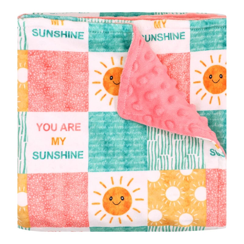 SWESEN Baby Blanket for Girls, Super Soft Double Layer Mink Blankets with Dotted Backing, Sun Smile Toddler Newborn Nursery Bed Blanket, You are My Sunshine Print Throw Blanket, 30 X 40 Inches - Image 1