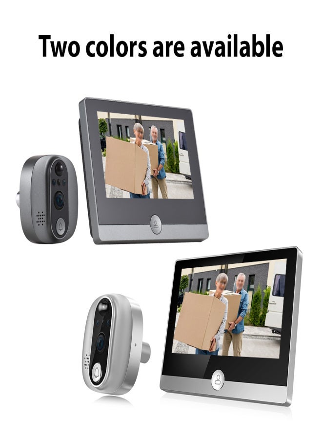 WiFi Video Doorbell for Apartment 2.4GHz Peephole Camera 4.3-inch IPS Display Tuya APP 1080P 120 Degree Visible Night Vision Peephole Camera Motion Detection 2-way Audio Built-in Battery Rechargeable - Image 4