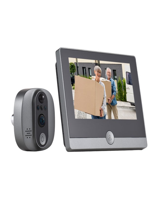 WiFi Video Doorbell for Apartment 2.4GHz Peephole Camera 4.3-inch IPS Display Tuya APP 1080P 120 Degree Visible Night Vision Peephole Camera Motion Detection 2-way Audio Built-in Battery Rechargeable - Image 1