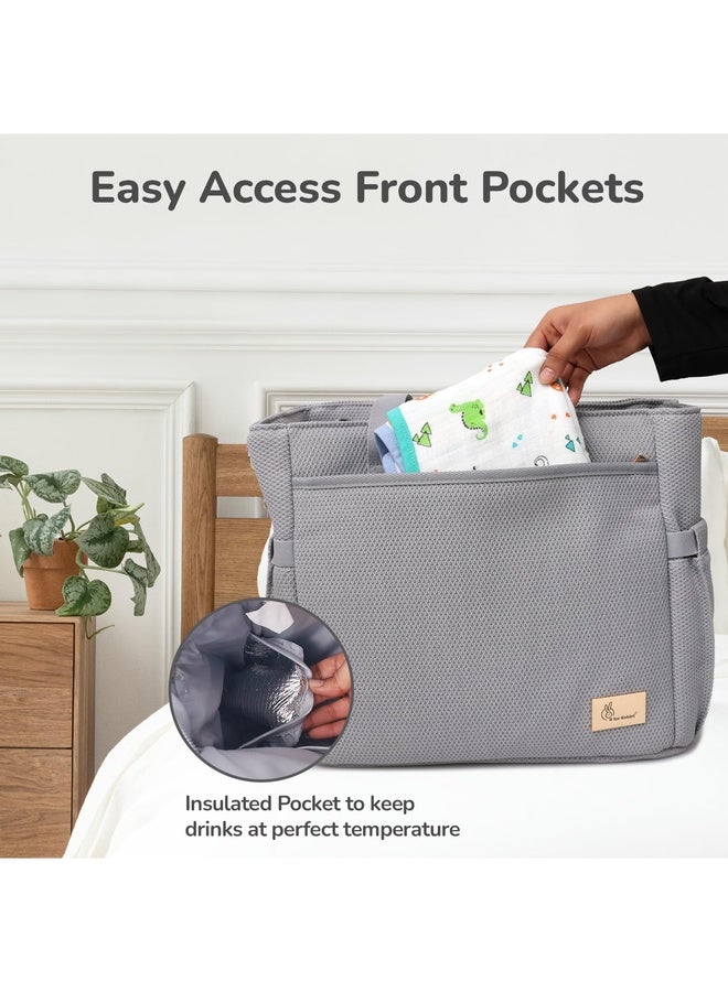 R for Rabbit Caramello Tote Baby Diaper Bag with Changing Mat for Mother, Waterproof, Large Capacity Multifunctional Maternity Nursing Travel Hand Bag with Sling for Moms (Grey) - Image 5